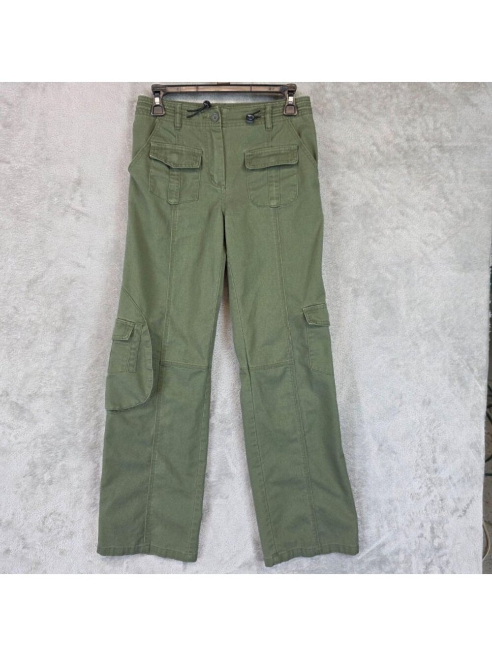 Brandy Melville Cargo Pants Juniors OS Green Twill Straight Leg Utility Pockets